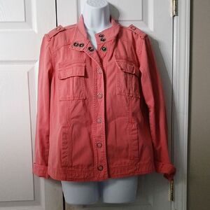 Maurices  salmon color denim jean jacket Sz L GUC